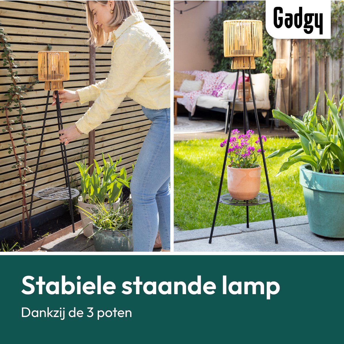 Lampadaire Solaire Trépied – Marron – 103 cm