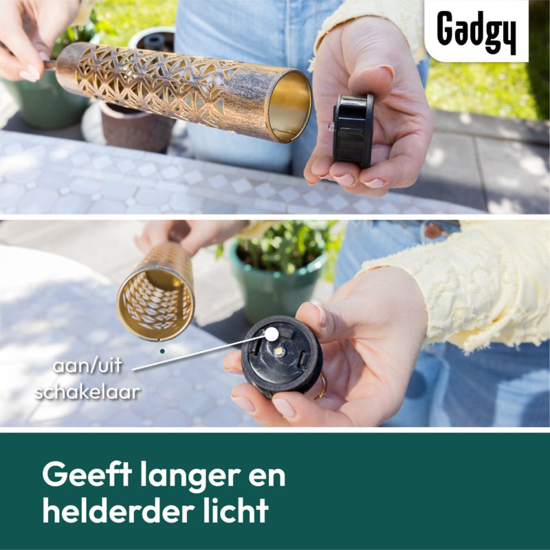 Solar Tuinstekers Metaal Goud - Set van 2 - 61 cm