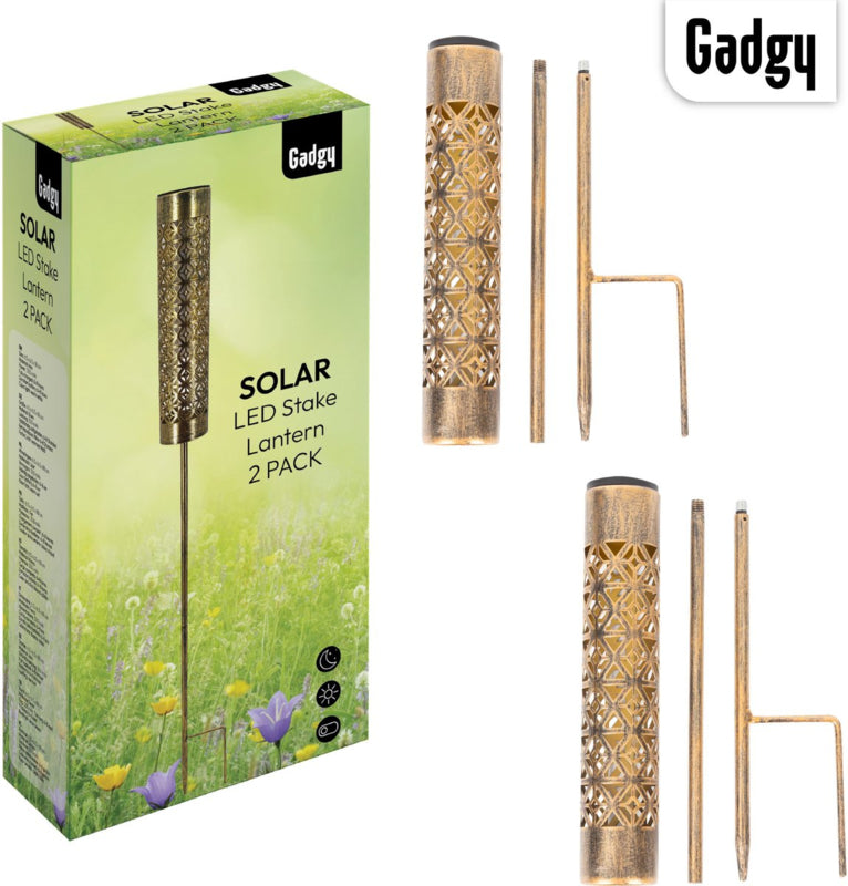 Solar Tuinstekers Metaal Goud - Set van 2 - 61 cm