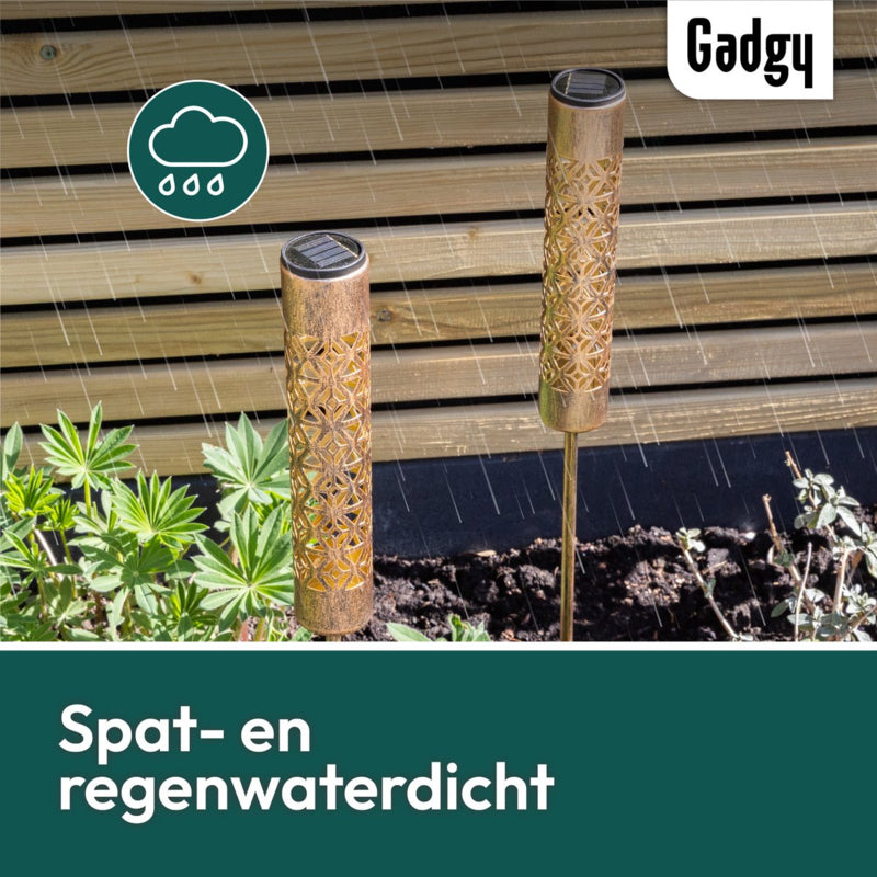 Solar Tuinstekers Metaal Goud - Set van 2 - 61 cm