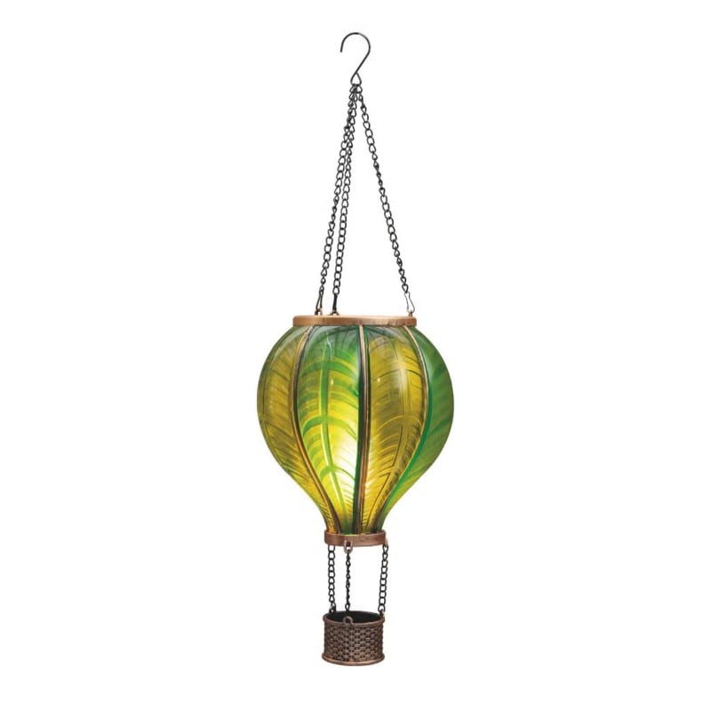 Montgolfière solaire effet flamme 24 LED – Vert 62 cm